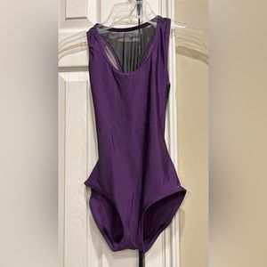 Yumiko purple medium women’s Alex style leotard. Regular cut with bust lining.